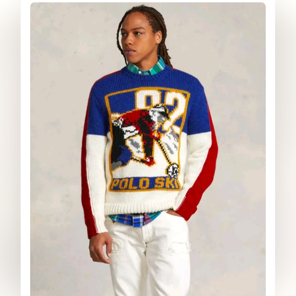 NEW Polo Ralph Lauren Vintage 92 Ski Sweater Colorblocked Wool